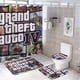 thumbnail image 1 of Grand Theft Auto GTA-theme 4-Piece Shower Curtain Set with Rugs, Waterproof Bathroom Decor Set Includes Bath Mat, U-Shaped Rug, Toilet Lid Cover and Curtain with Hooks, 1 of 6
