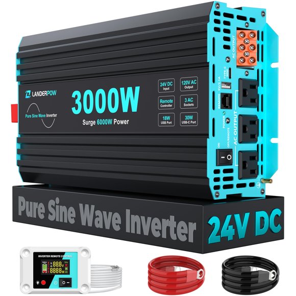 Inversor de Potencia LANDERPOW 3000 W 24 V a 120 V CA