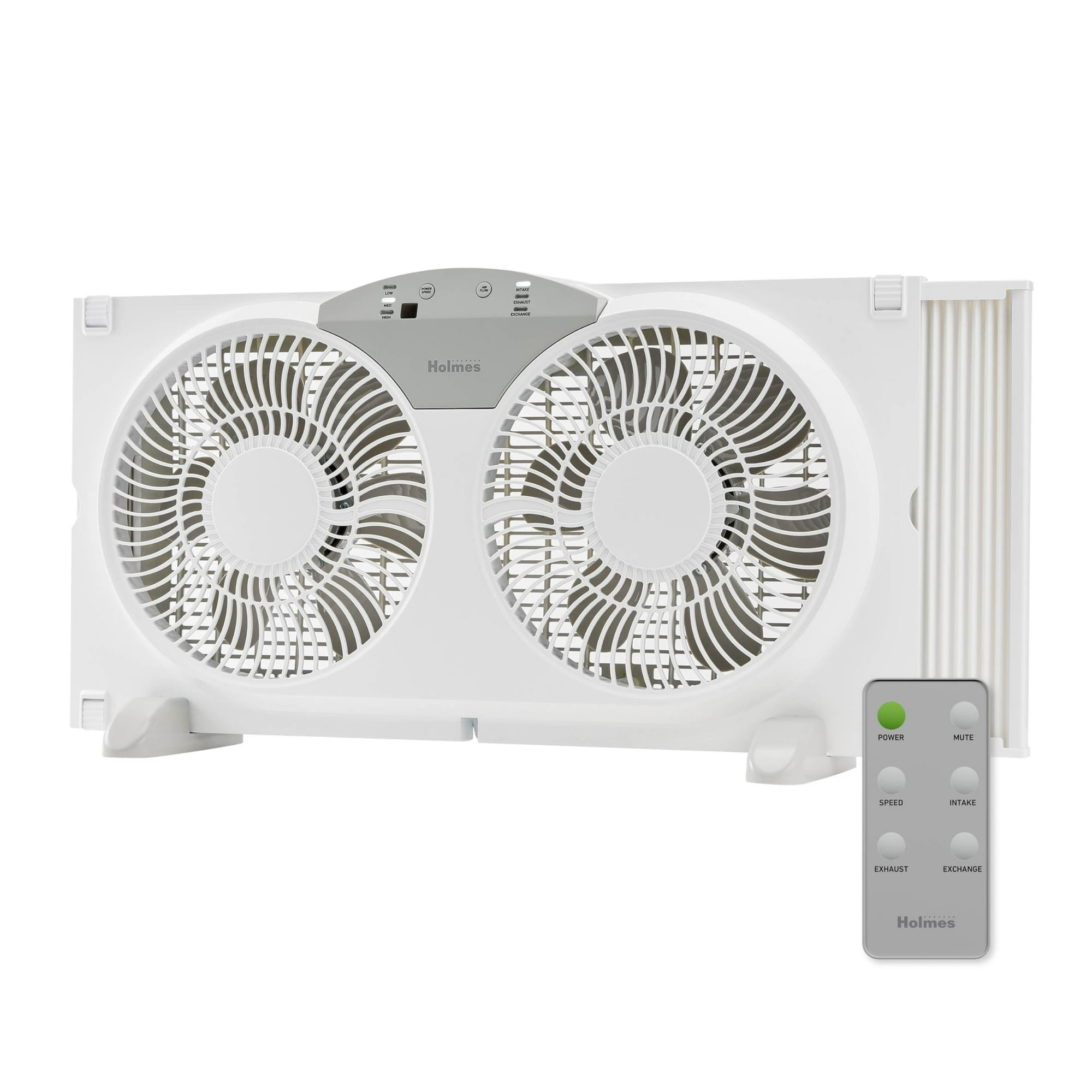 Ventilador De Ventana Holmes 9 Twin, Digital, Reversible, 3 Velocidades, Blanco