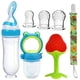 thumbnail image 1 of Complete 7pcs Baby Feeding Set with Soft Silicone and Stainless Steel Material | Includes Milk Water Bottle, Spoon Feeder, Teether, Fruit Feeder, Pacifier Holder and 3-Size Nipples | Perfect for Tende, 1 of 5