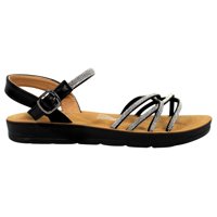 Megabazar Spa - Sandalias De Mujer Con Tiras Brillantes Pg5247 Negro