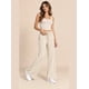 thumbnail image 4 of Pantalón Mujer Flare Pierna Ancha Cintura Elasticada Beige, 4 of 8