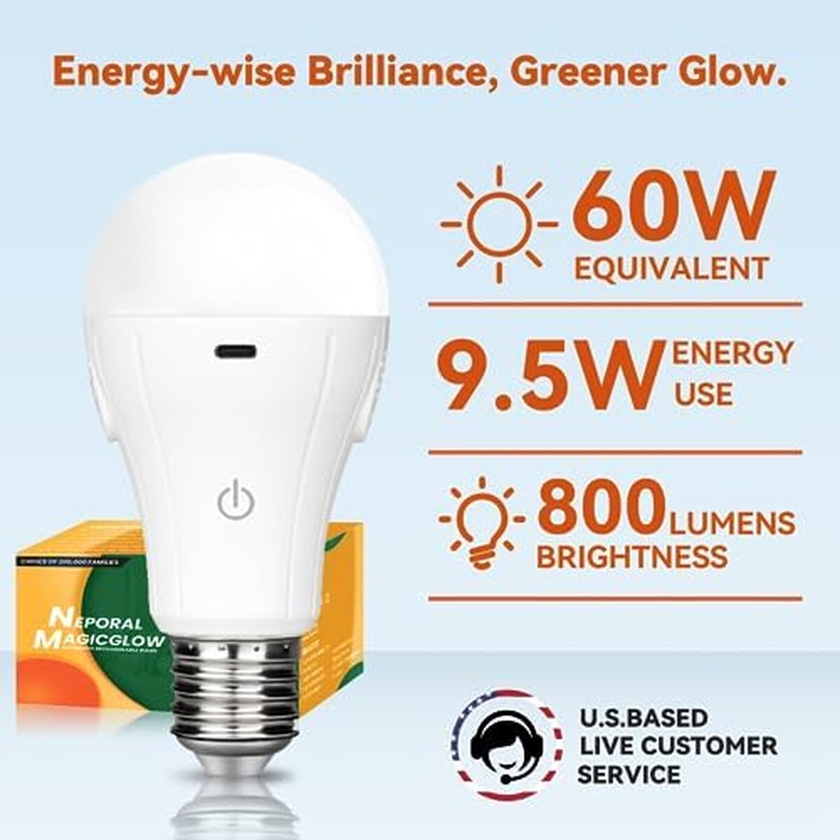 Neporal - Ampolleta Led Magicglow A19 15w 800lm 3 Colores Usb