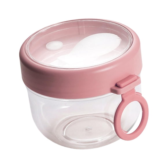 Taza De Cereales Con Tarro De Avena Durante La Noche, Taza De Leche Con Agua Y Azúcar De 600ml Para Oficina, Hogar, Gimnasio, Rosa