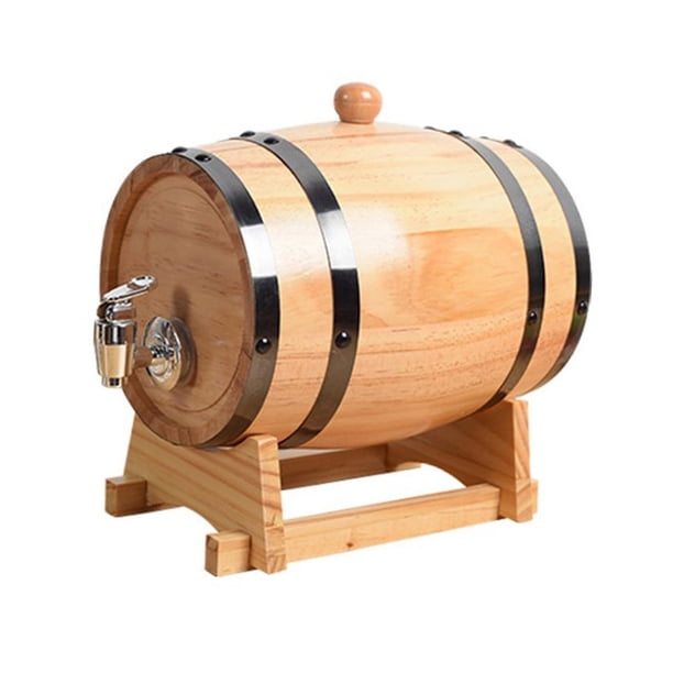 Barril De Madera Para Añejar Vino Con Soporte, Para Hacer Brandy, Para Fiestas, Pubs, 1 L, 18 X 12,7 X 15 Cm