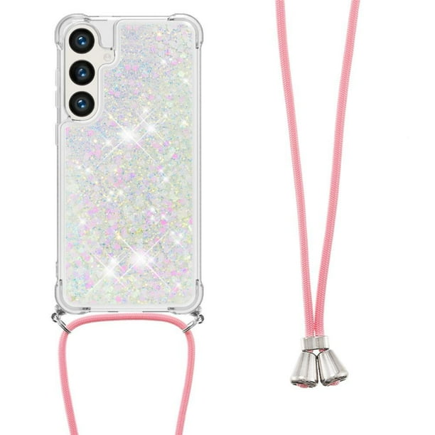 Funda FOXDOCK para Samsung Galaxy S24 Plus con Cuerda Ajustable, Brillo Líquido, Protección Antigolpes y Lente – Ideal para Regalo