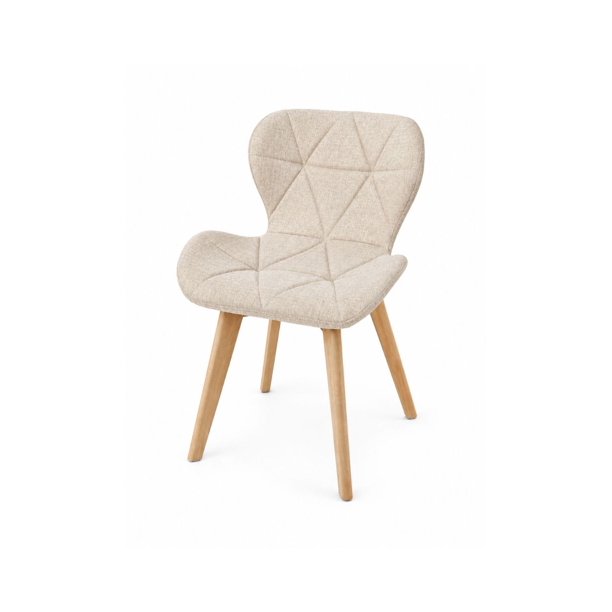 Silla Para Comedor Aviador Radar Tapiz Lino Base Madera - Beige