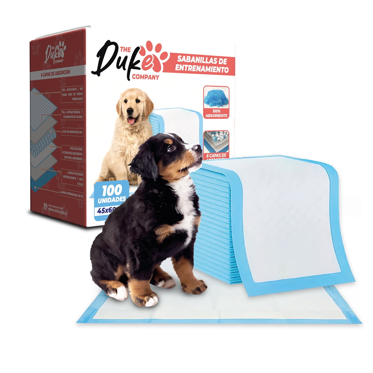 The Duke Company - Sabanillas Para Perro 45x60 Duke 6 Capas Aromáticas 100u