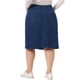 thumbnail image 3 of Falda de Mezclilla para Escuela y Universidad de Talla Grande para Mujer de Agnes Orinda con Bolsillo de Ranura, Cintura Elástica, Parte Trasera Acampanada, Jeans 3X Azul Oscuro, 3 of 7