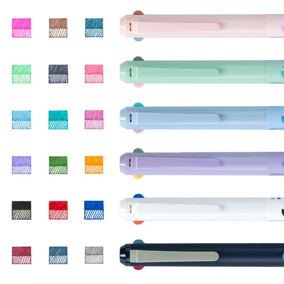 Bolígrafos de gel Woomer 3 en 1 retráctiles de colores, 0,5 mm, 6 unidades