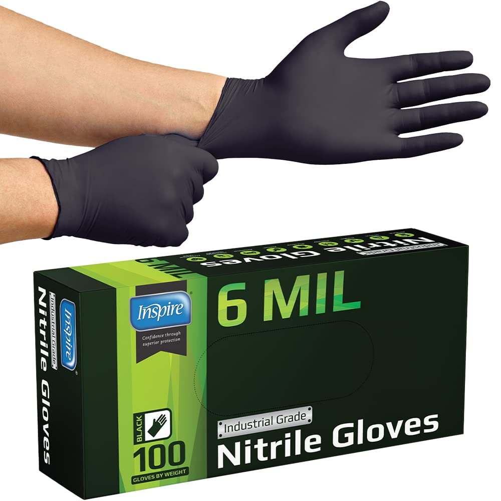 Guantes De Nitrilo Inspire Heavy Duty, 6 Mil, Caja Negra De 100