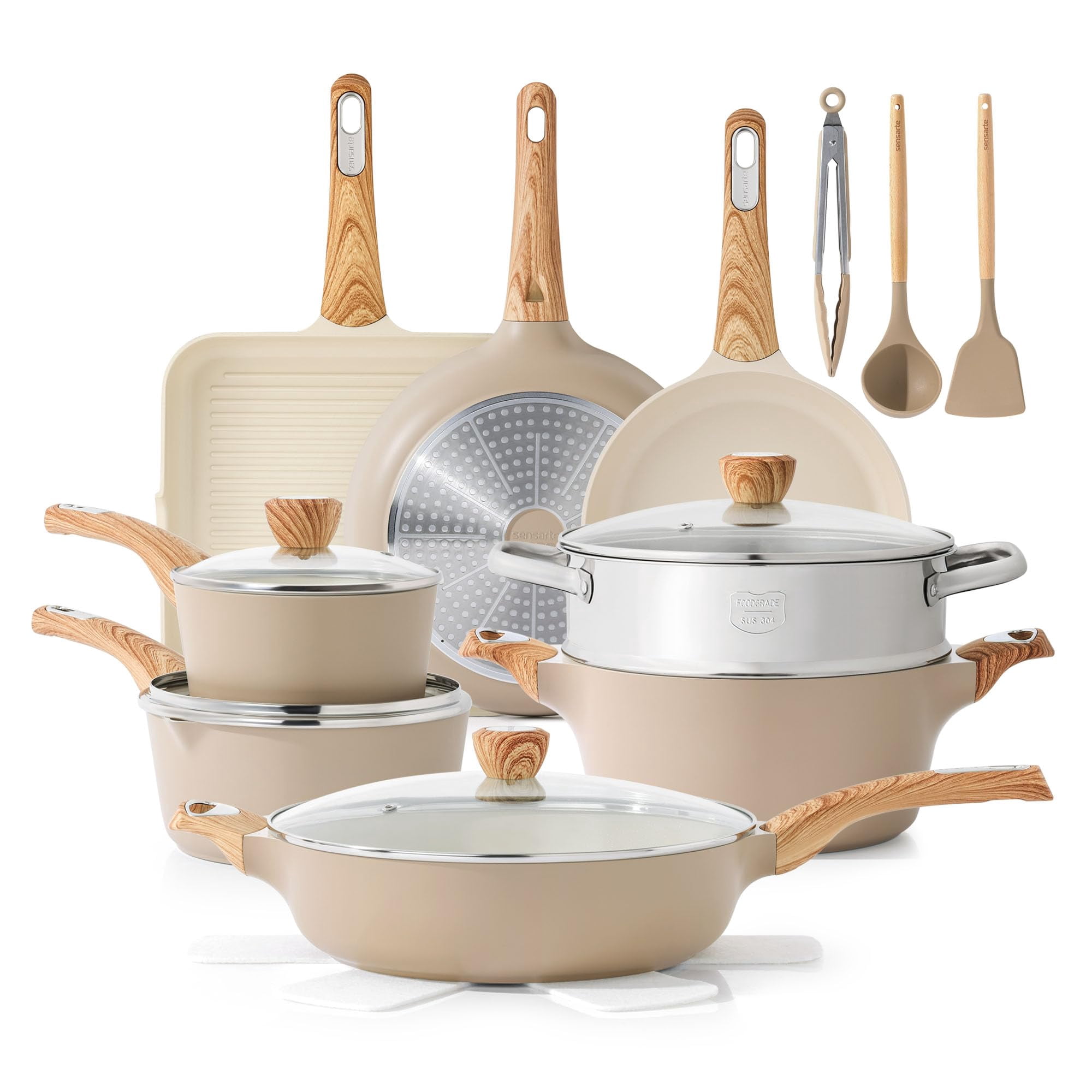 Set De Utensilios De Cocina Sensarte 20 Piezas Blanco Crema
