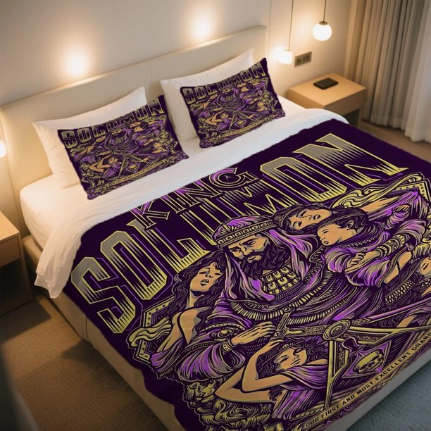 KING SOLOMON Regal Throne & Masonic Symbols Duvet Cover Set Digital Print Bedding Cozy and EasyCare Dorm Room Essentials