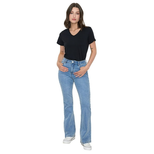 Jeans Mujer Flare Fit Azul Medio Liso Corona