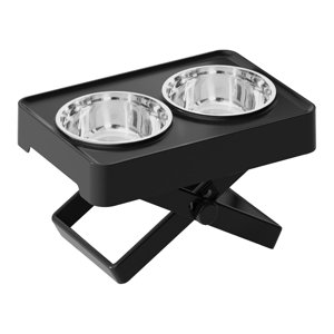Ioensy - Cuenco Elevado Elevado Para Perros, Soporte, Comedero Para Perros Y Gatos, Cuenco Doble De Acero Inoxidable, Color Negro