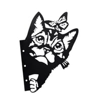 Magideal - Letrero De Pared De Metal Recortado En 2D Con Diseño De Asomando, Bonito Y Versátil Adorno De Jardín, Silueta Para Entrada, Patio Exterior Y Césped. Gato