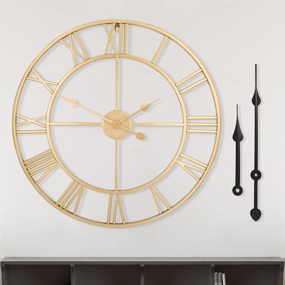 Reloj de pared LEIKE, grande y moderno, metal, 40 cm, dorado rústico