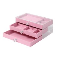 Ioensy - Caja De Joyería Portátil, Anillos, Pendientes, Cajas De Almacenamiento De Joyería Con Espejo, Viaje En Casa