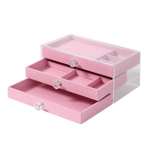 Ioensy - Caja De Joyería Portátil, Anillos, Pendientes, Cajas De Almacenamiento De Joyería Con Espejo, Viaje En Casa