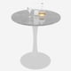 thumbnail image 2 of 27.6-inch white coffee table, mid-century modern style dining table, suitable for 2-4 people, featuring a round light gray veined marble tabletop, perfect for various settings., 2 of 3