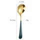 thumbnail image 1 of Xiao Hua 2 Pzas Cucharas de Acero Inoxidable con Bloques de color Dorado + Verde, Vajilla de Borde Liso de 6.42 X 1.85 Pulgadas, Vajilla para Comedor Familiar Diario, Suministros para Servicio de, 1 of 3