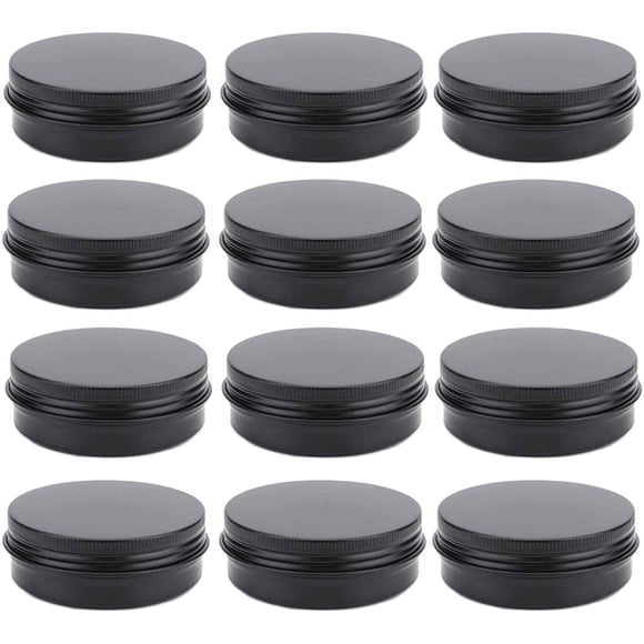 Tarro OJYUDD 12 unidades 60 ml negro de aluminio reutilizable