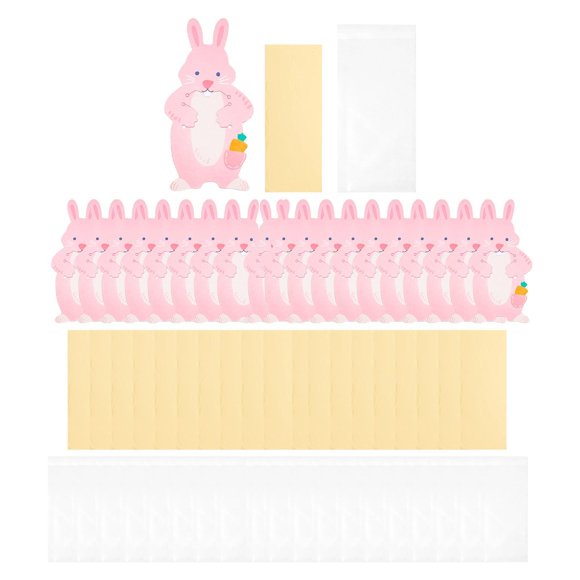 Bolsas De Lollipop De Conejo De Pascua Con Tarjetas De Felicitación Rosa Para Galletas De Bocadillo De Dulces