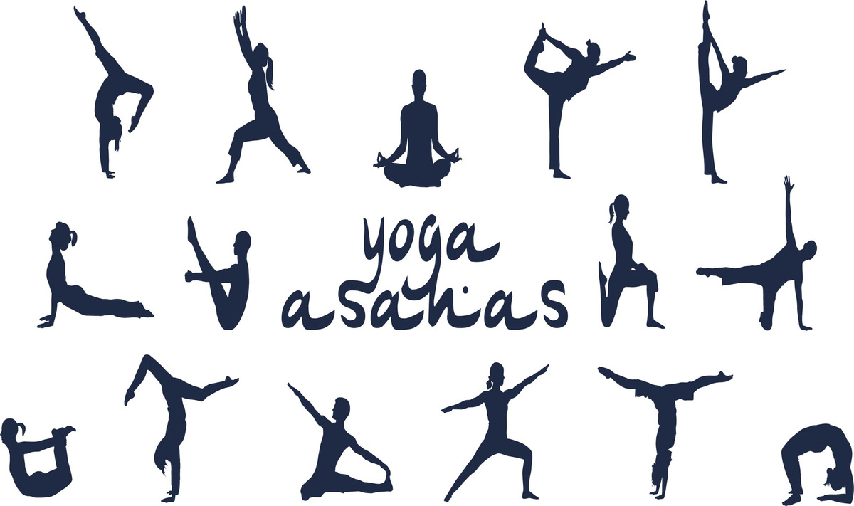Rienda Libre Graphics - Frase Deco Yoga Asanas Silhouettes Fr-11071
