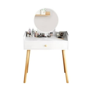 Castellaro - Tocador Maquillaje Madera Blanco + Espejo Luz Led Compact