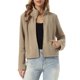 thumbnail image 1 of INSPIRE CHIC Chaqueta de forro polar con cremallera para mujer, cálida, de manga larga, cuello embudo, chaqueta casual con bolsillos XL Caqui, 1 of 6