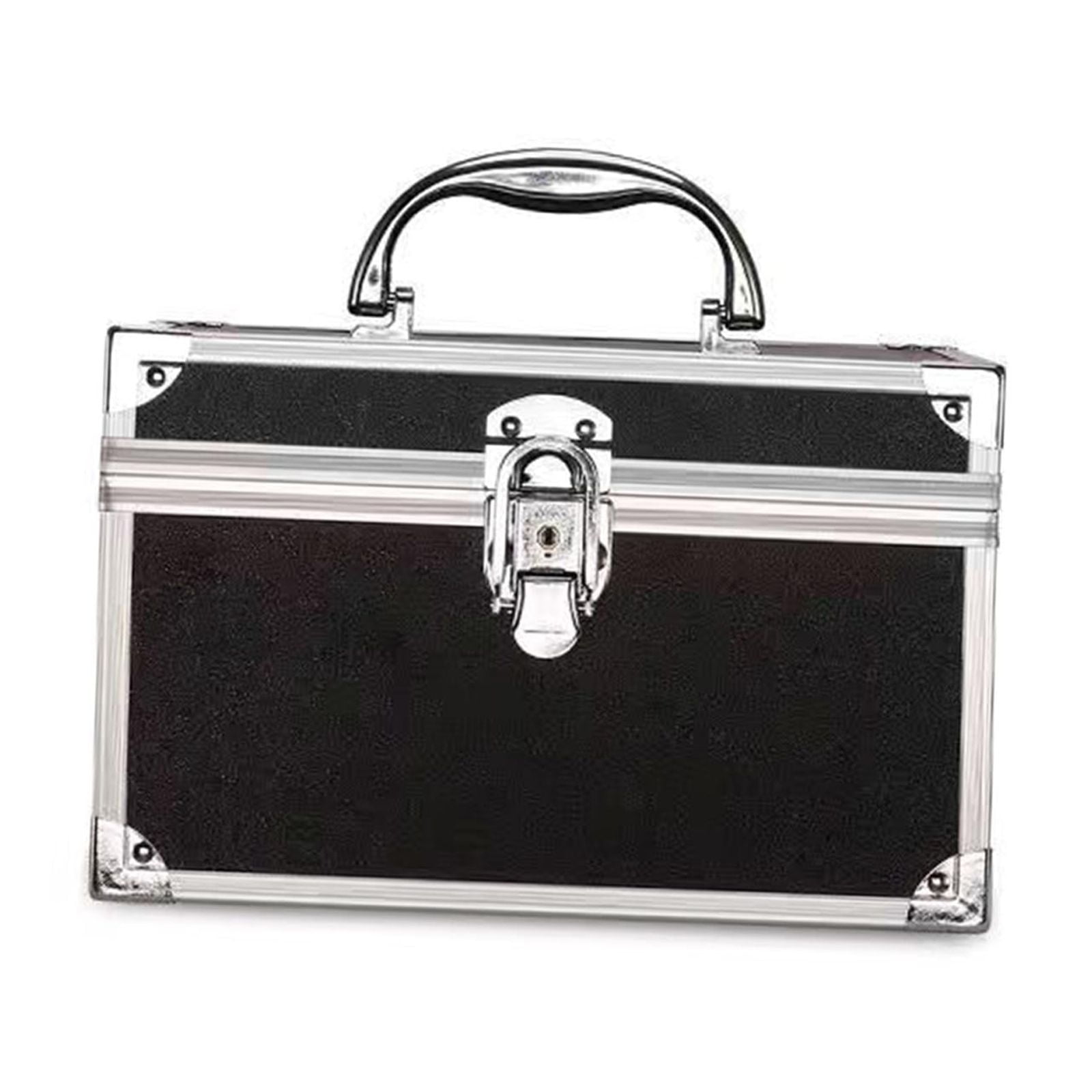 Ioensy - Neceser Con Bandeja Bolsa De Maquillaje Portátil Con Espejo Para Accesorios De Tocador S Negro