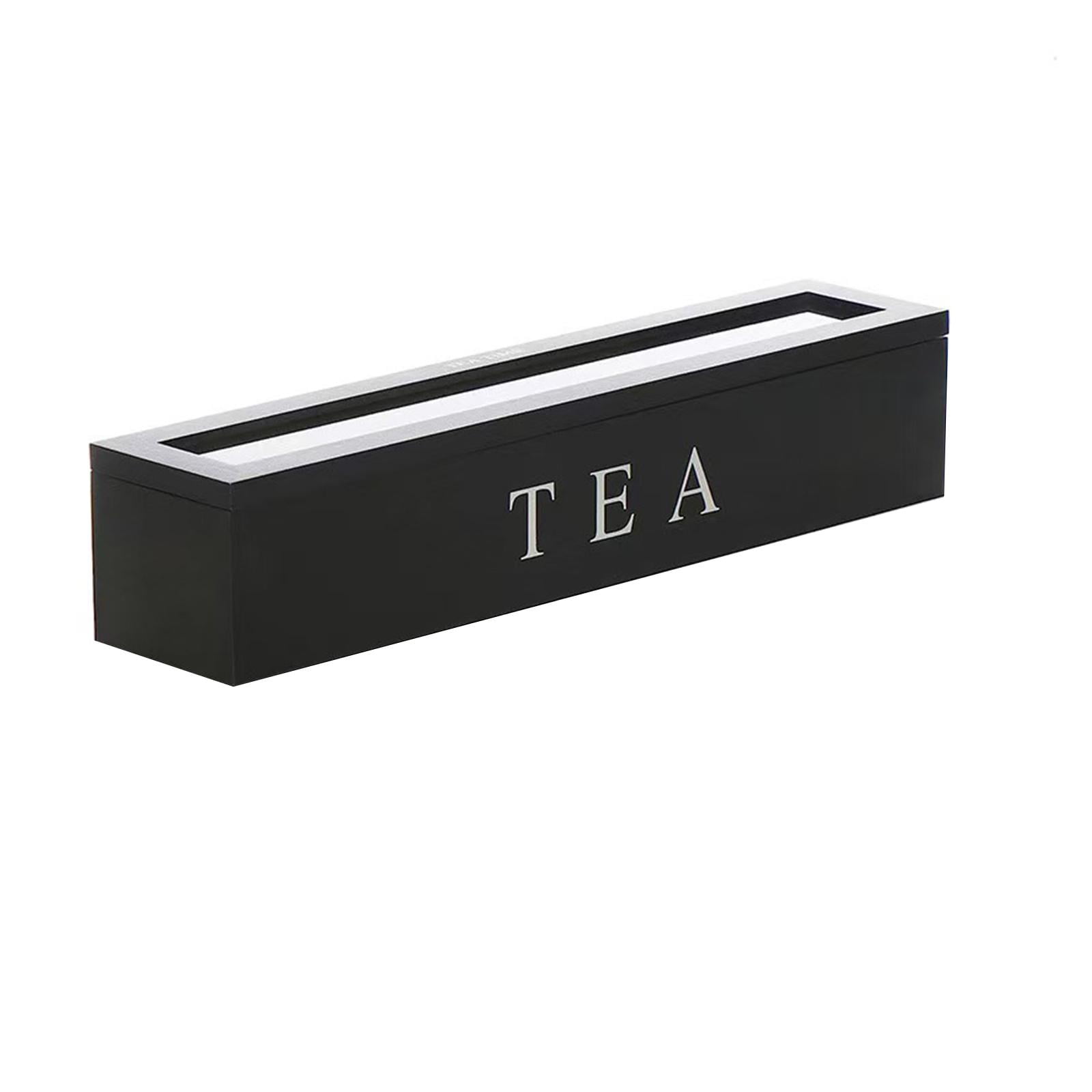 Magideal - Porta Bolsitas De Té De , Organizador Con Tapa Transparente, Caja De Almacenamiento Decorativa De Diseño Rústico, Organizador De Bolsitas De Té Para E
