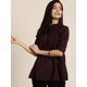 thumbnail image 1 of Shivansh Creations Blusa Tejida de Línea A a Cuadros Negra y Roja para Mujer, Cuello Mandarín, Mangas 3/4 Enrollables, 1 of 7