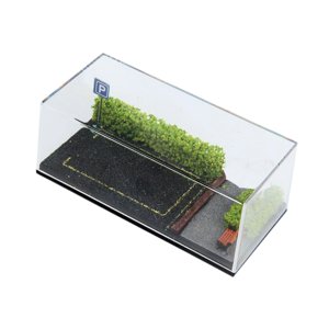 Magideal - Vitrina Para Maquetas De Vehículos A Escala 1/64, Ruedas De Fundición A Presión, Acrílico, Escena Realista De Aparcamiento Para Minicoches, Decoración Arbusto De Flores Verdes