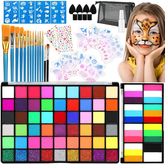 Kit De Pintura Facial De 54 Colores Activados Con Agua
