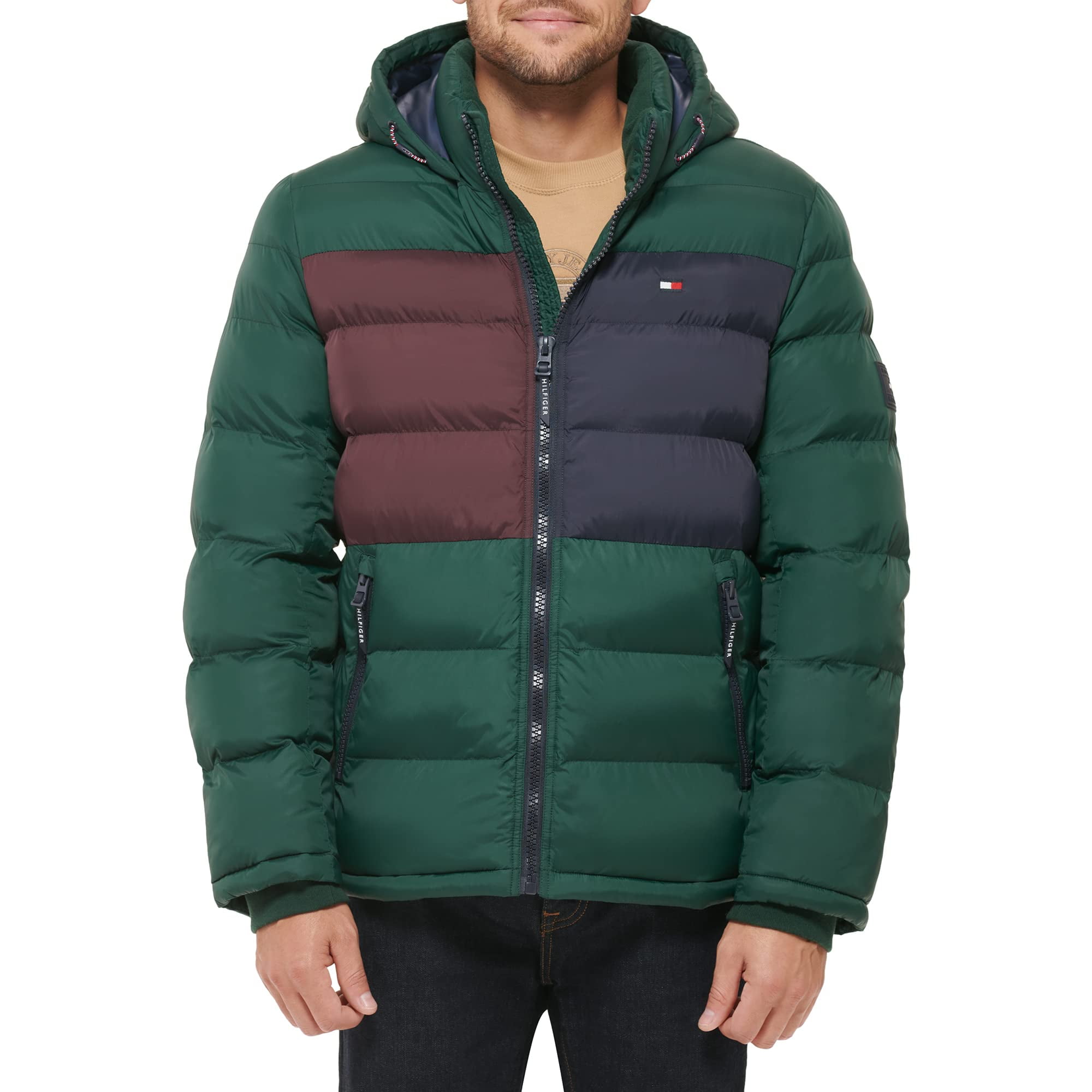 Chaqueta Tommy Hilfiger Para Hombre, Con Capucha, Color Pino Acolchado