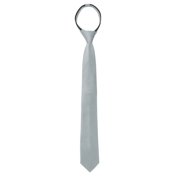 INSPIRE CHIC Corbatas de Hombre Ajustadas de Color Sólido con Cremallera y Correa Ajustable para Boda, Novio, Gris, Talla Única