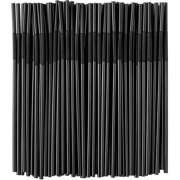 Pajilla flexible negra SONGNASS 26 cm - paquete de 100