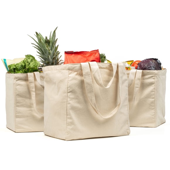 Bolsas De Lona Para Supermercado 3 Unidades Con Bolsillos Y Correas Para Los Hombros