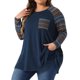 thumbnail image 4 of Agnes Orinda Conjuntos de Halloween Túnicas de Talla Grande para Mujeres Escuela Universidad Manga Larga Raglán Bloque de Color Camisetas de Punto con Bolsillos 3X Azul Marino, 4 of 6