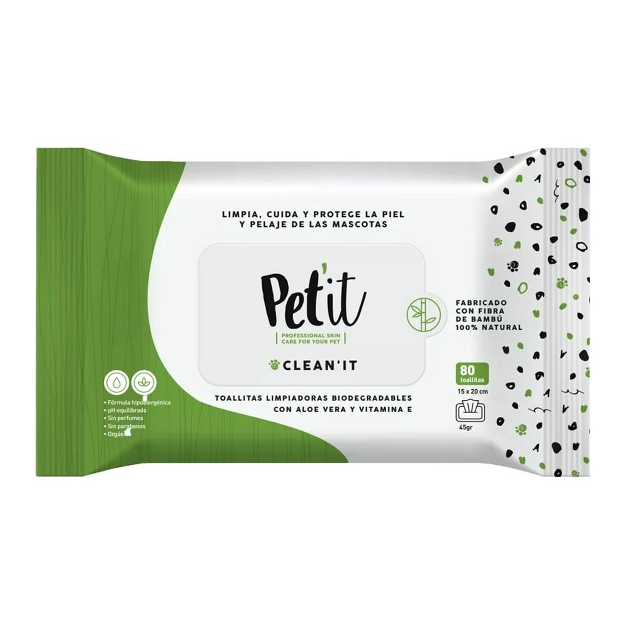 Pet'it - Toallas Húmedas Biodegradables Para Mascotas Pet’it X 80 U
