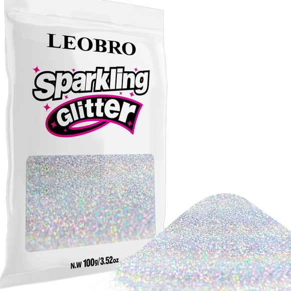 Purpurina LEOBRO 100 g Plateada Holográfica Fina