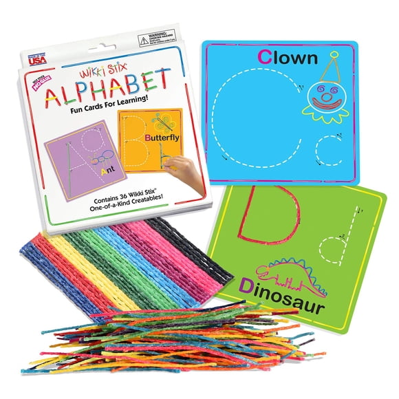 Tarjetas de aprendizaje Wikki Stix Alphabet Fun con 36 Stix