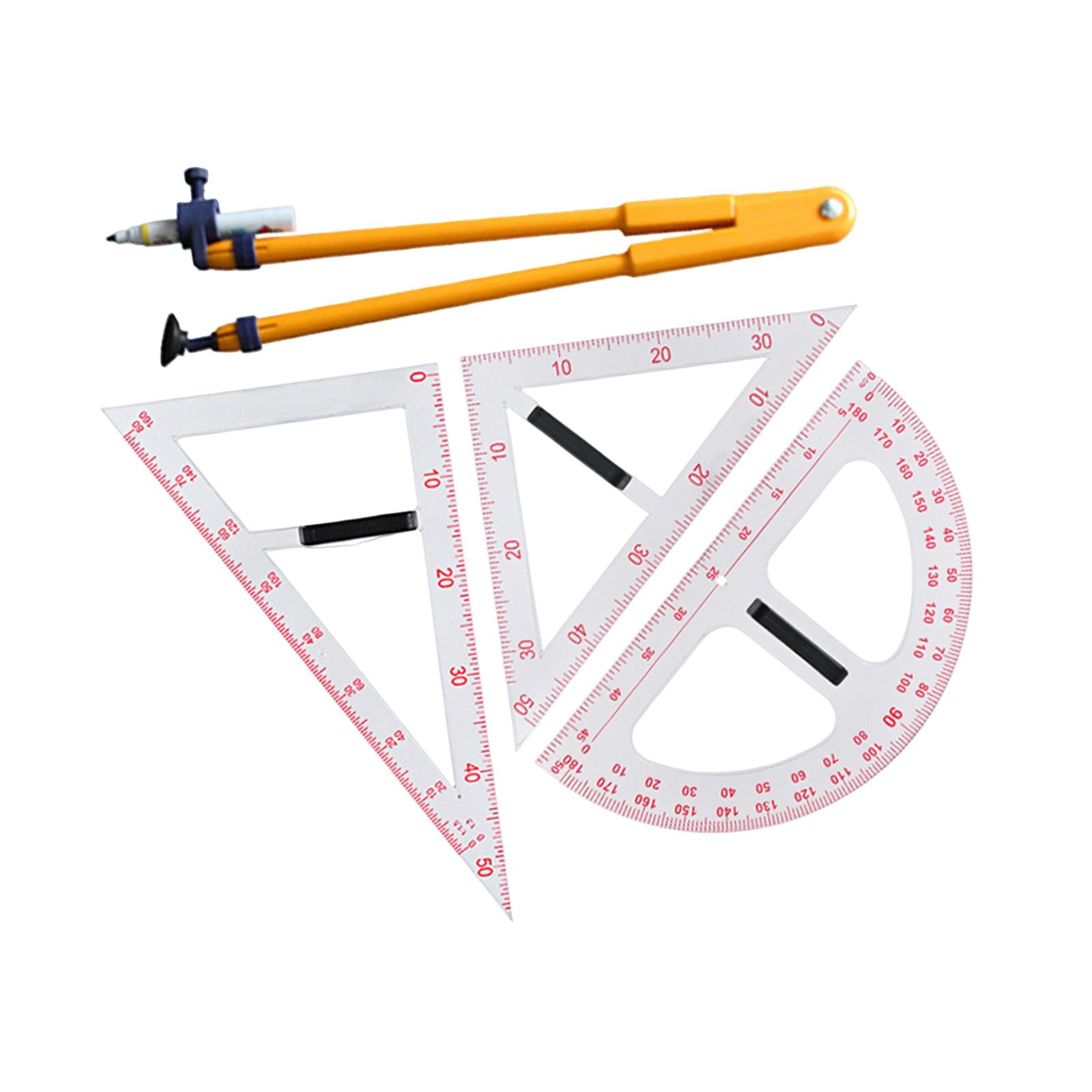 Bothyi - Juego De Matemáticas De Geometría Con Herramienta De Dibujo De Mango Extraíble Para Maestros De Pizarra Juego De Cuatro Piezas