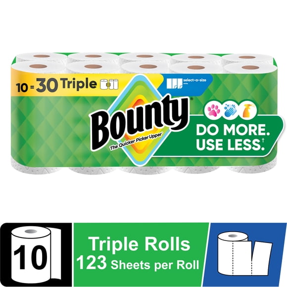Toallas de Papel Bounty Select-A-Size, 10 Rollos Triple, 1230 Hojas
