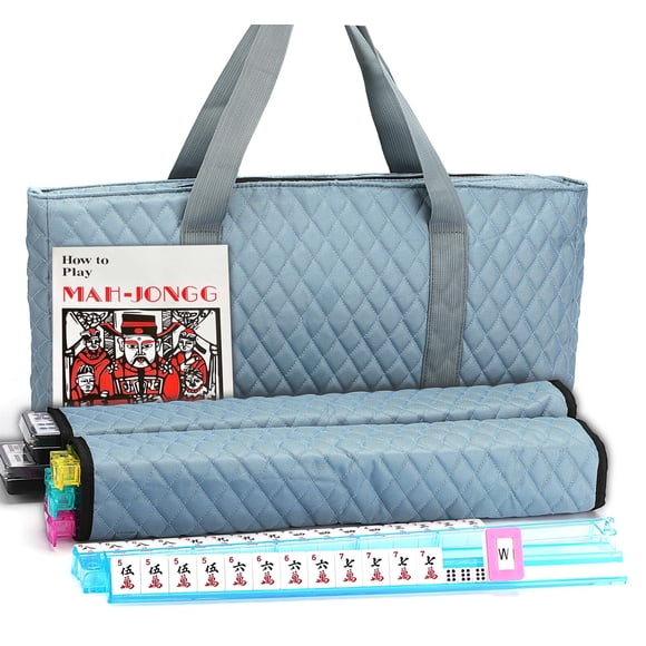 Set de juego de mahjong americano Mose Cafolo con bolsa gris perla