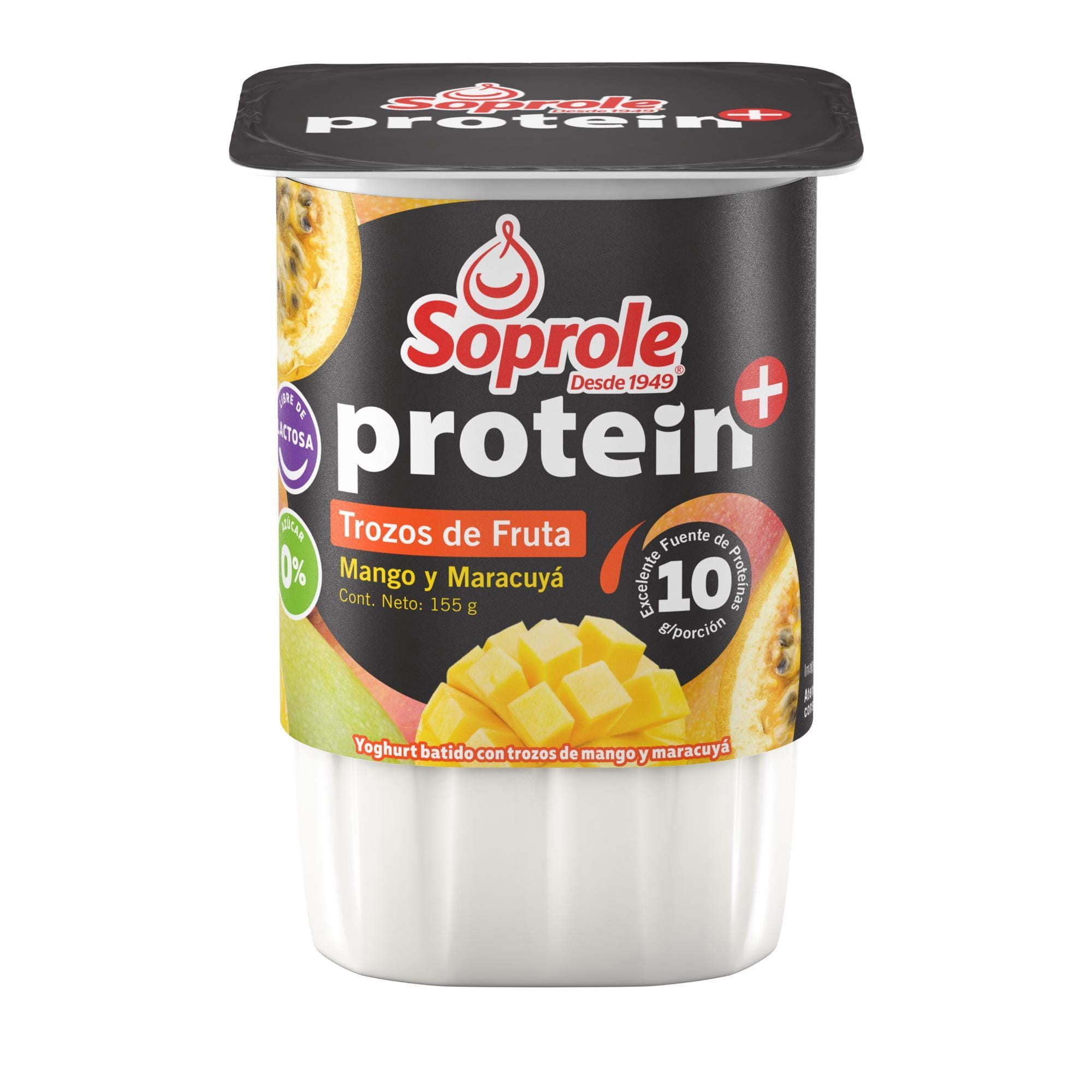 Yoghurt Protein Con Trozos Sabor Mango Maracuyá Pote 155 gr Soprole