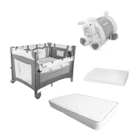 Infanti - Cuna Más Colchón Espuma -Protector Playard Always Together Marengo Mas Manta Oveja