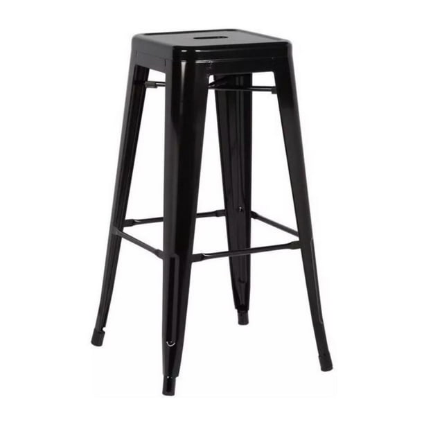 Taburete Tolix Negro de 77cm| Diseño Moderno | Apilable negro