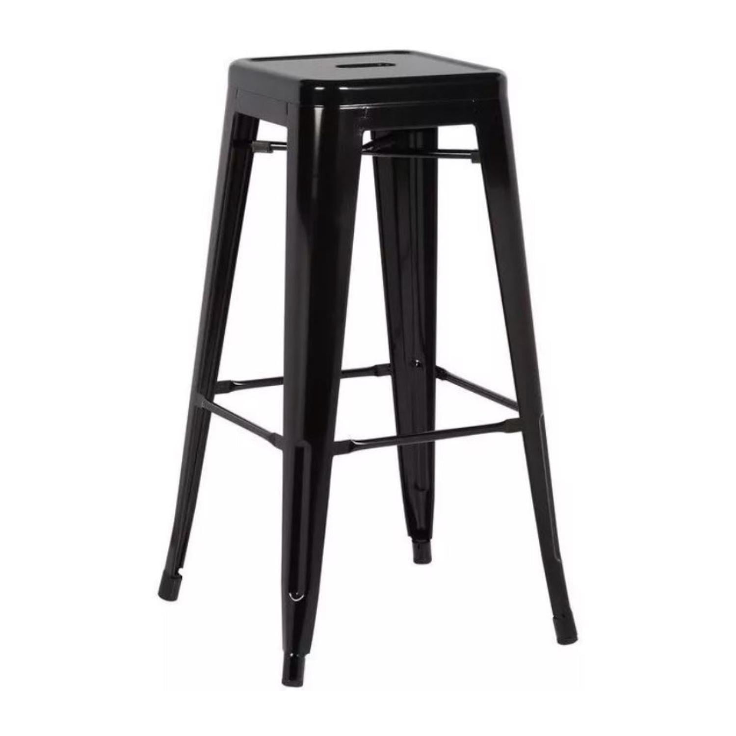 Pandalino - Taburete Tolix Negro De 77cm| Diseño Moderno | Apilable Negro